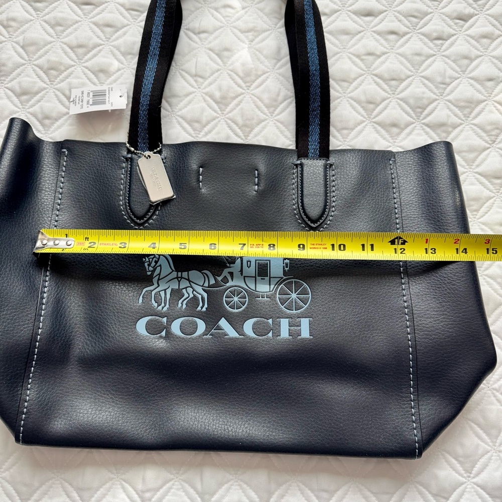 NWT Coach Derby Tote Bag Embossed Horse Carriage Silver/Midnight Navy Multi - Picture 6 of 13